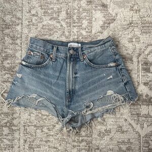 Zara Distressed Blue Jean Shorts